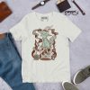 Sage green cat shirt featuring a Magical Cat of Fortune design in soft cotton fabric