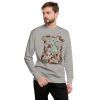 Sage green cat sweatshirt with Magical Cat of Fortune drawing and ribbed crew neck