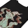 Sage green cat sweatshirt with Magical Cat of Fortune drawing and ribbed crew neck