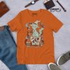 Sage green cat shirt featuring a magical cat of fortune design in soft cotton fabric