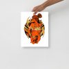 Scorpio warrior woman art print in orange tones displayed on matte museum-quality paper