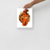 Scorpio woman orange art print on matte museum-quality paper displayed as minimal wall art