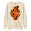 Women's orange and black Scorpio warrior sweatshirt with ribbed crew neck and long sleeves