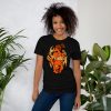 Women's Scorpio warrior t-shirt in orange and black with bold zodiac design