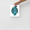 Blue Scorpio woman art print on matte museum-quality paper for elegant wall decor