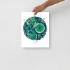 Matte museum-quality skull and dreamcatcher circle art print displayed on a wall