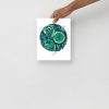 Matte museum-quality skull and dreamcatcher circle art print displayed on a wall