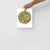 Navy and yellow skull and dreamcatcher circle artwork printed on matte museum-quality paper