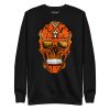 Day of the Dead sugar skull sweatshirt in black and orange with ribbed crew neck