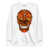 Day of the Dead sugar skull sweatshirt in black and orange with ribbed crew neck