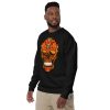 Day of the Dead sugar skull sweatshirt in black with orange print and ribbed crew neck