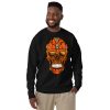 Day of the Dead sugar skull sweatshirt in black and orange with ribbed crew neck