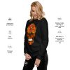 Day of the Dead sugar skull sweatshirt in black with orange print and ribbed crew neck