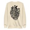 Crew neck sweatshirt featuring a transparent heart line art design with ribbed cuffs and flat hem.