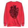 Crew neck sweatshirt featuring a transparent heart line art design with long sleeve cuffs and flat hem