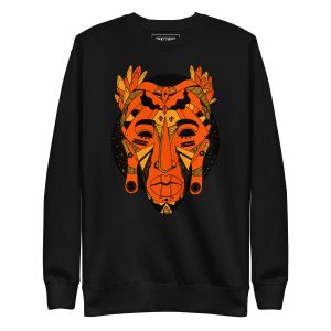 Unique African Mask Sweatshirt | Mask No. 1 Orange and Black Sweatshirt