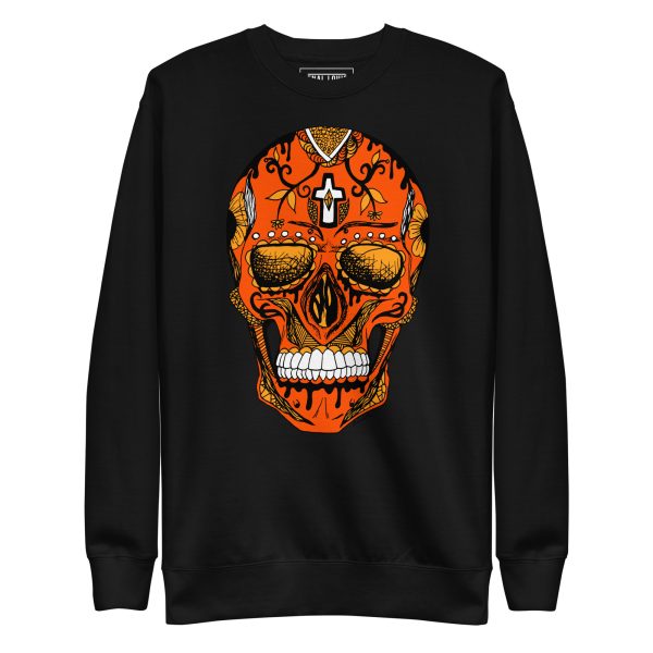 Day of the Dead Skull Sweatshirt | Sugar Skull Black and Orange Sweatshirt