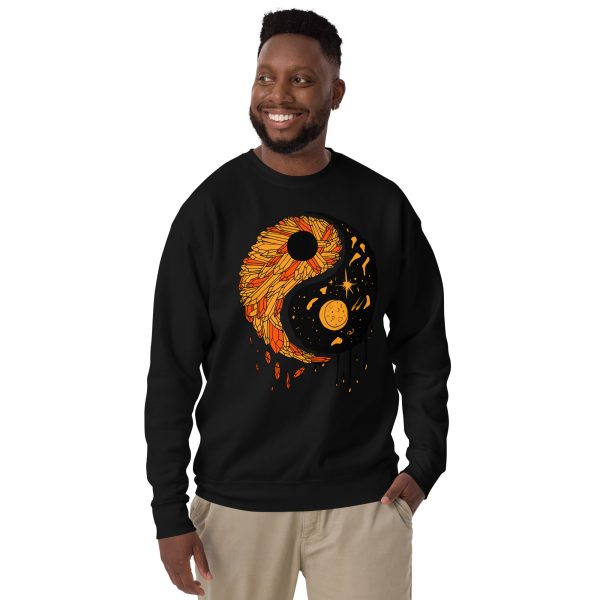 Yin Yang Sweatshirt Orange and Black | Fall Crew Neck Sweatshirt - Image 4