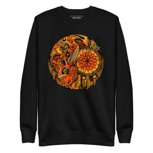 Mystical Skull Orange & Black Sweatshirt | Gothic Sacred Skull Gem Pullover Sweatshirts
