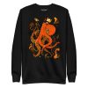 Mystical Octopus Sweatshirt |  Orange and Black Octopus Crew Neck Sweatshirt