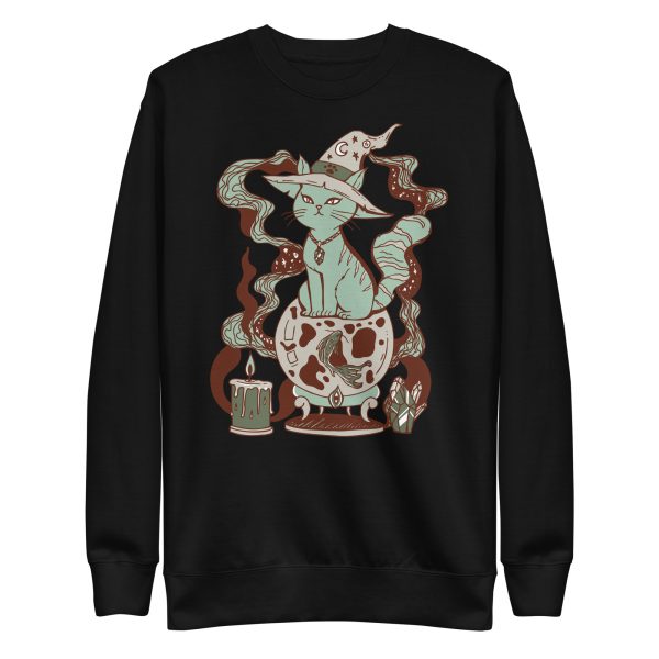 Sage Green Cat Drawing “Magical Cat of Fortune” Cat Sweatshirt - Image 8