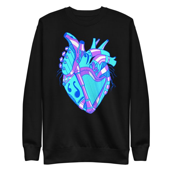 Blue Heart Drawing “Musical Heart No. 2” Heart Sweatshirt