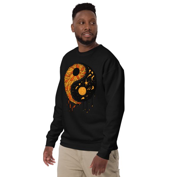 Yin Yang Sweatshirt Orange and Black | Fall Crew Neck Sweatshirt - Image 3