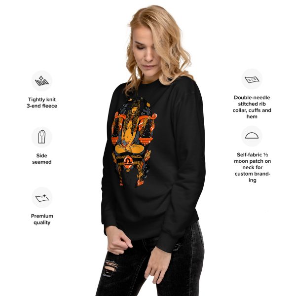 Libra Sweatshirt Orange and Black | Women's Divine Balance Zodiac Pullover - Image 2