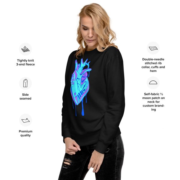 Blue Heart Drawing “Musical Heart” Heart Sweatshirt - Image 2