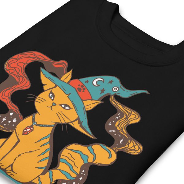 Cafe Cat Drawing “Magical Cat of Fortune” Cat Sweatshirt - Image 2