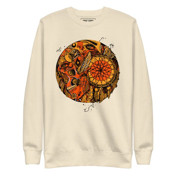 Mystical Skull Orange & Black Sweatshirt | Gothic Sacred Skull Gem Pullover Sweatshirts - Image 9