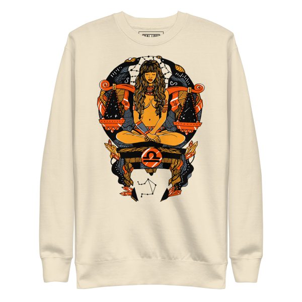 Libra Sweatshirt Orange and Black | Women's Divine Balance Zodiac Pullover - Image 10