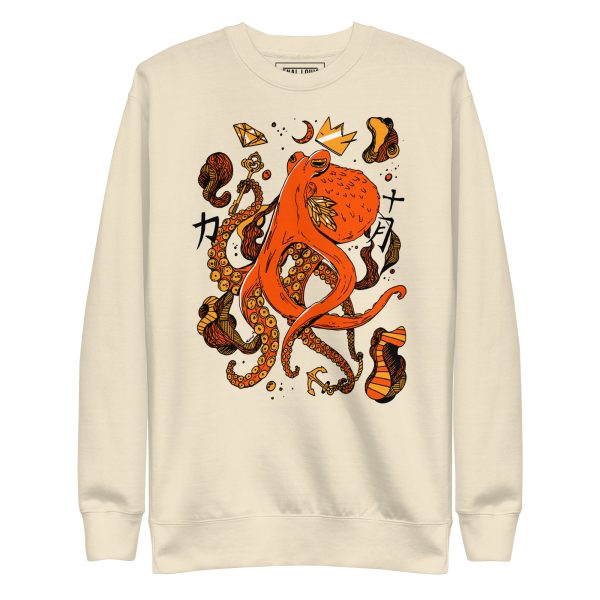 Mystical Octopus Sweatshirt |  Orange and Black Octopus Crew Neck Sweatshirt - Image 12