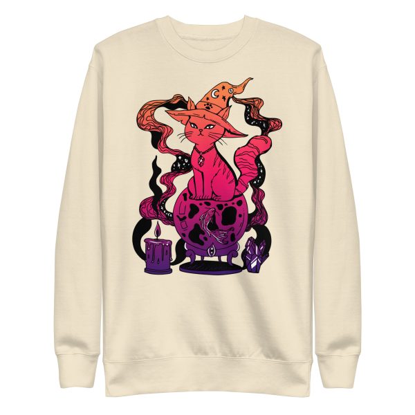 Sunset Cat Drawing “Magical Cat of Fortune” Cat Sweatshirt - Image 10