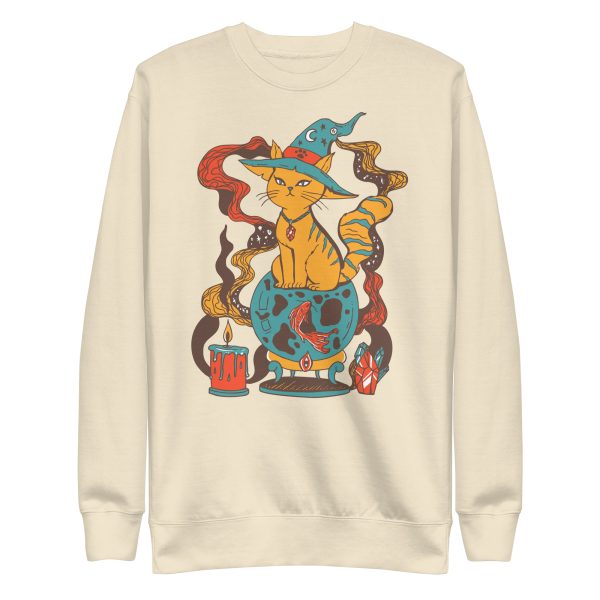Cafe Cat Drawing “Magical Cat of Fortune” Cat Sweatshirt - Image 9
