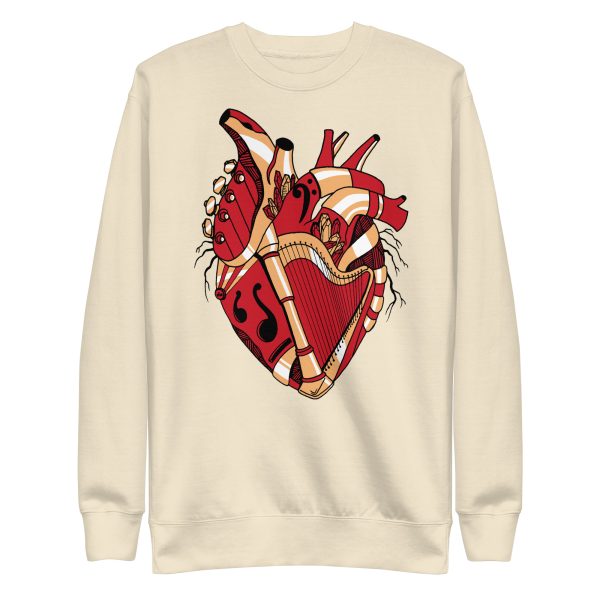 Heart Drawing “Musical Heart No.2” Red and Cream Heart Sweatshirt - Image 9