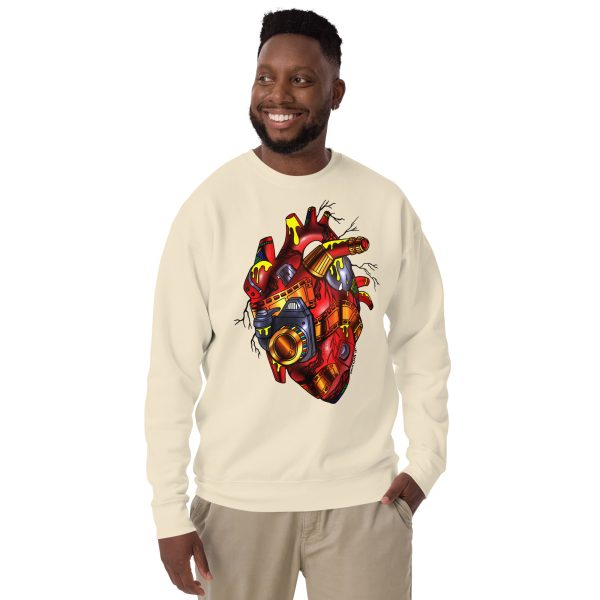 Heart Drawing “Photographer's Heart” Red and Cream Heart Sweatshirt - Image 5