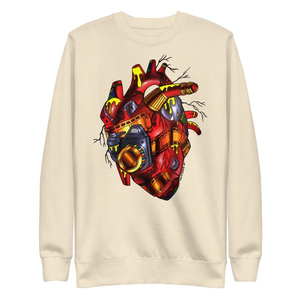 Heart Drawing “Photographer's Heart” Red and Cream Heart Sweatshirt - Image 9
