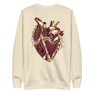 Heart Drawing “Vintage Coffee Musical Heart No. 2” Graphic Heart Sweatshirt