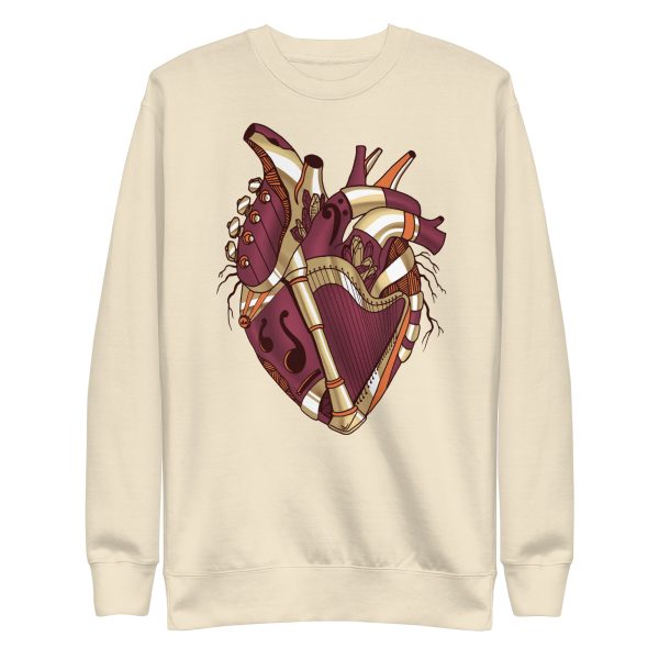 Heart Drawing “Vintage Coffee Musical Heart No. 2” Graphic Heart Sweatshirt