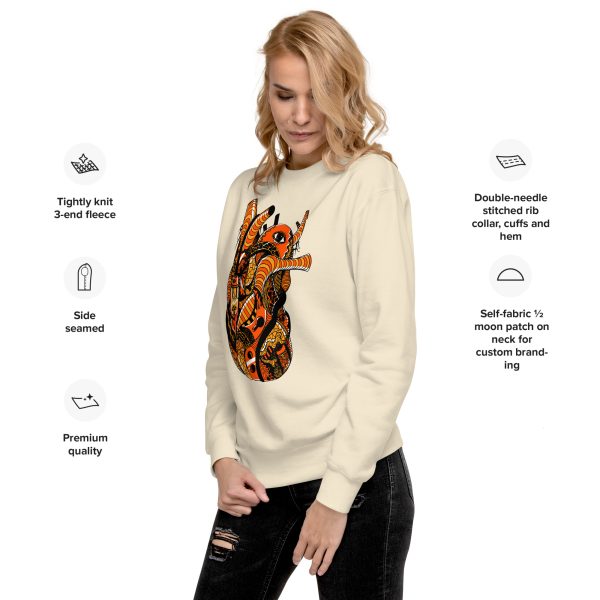 Light Heart Sweatshirt | Crew Neck Anatomical Heart Sweatshirt, Fall Pullover Sweatshirt - Image 6