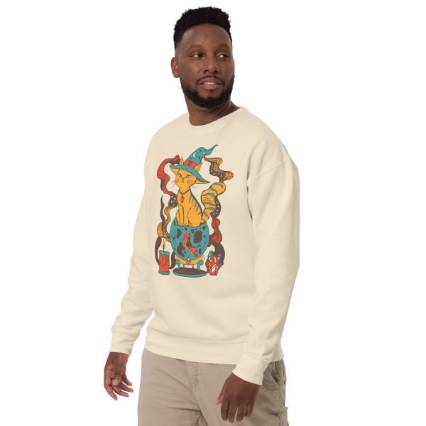 Cafe Cat Drawing “Magical Cat of Fortune” Cat Sweatshirt - Image 5