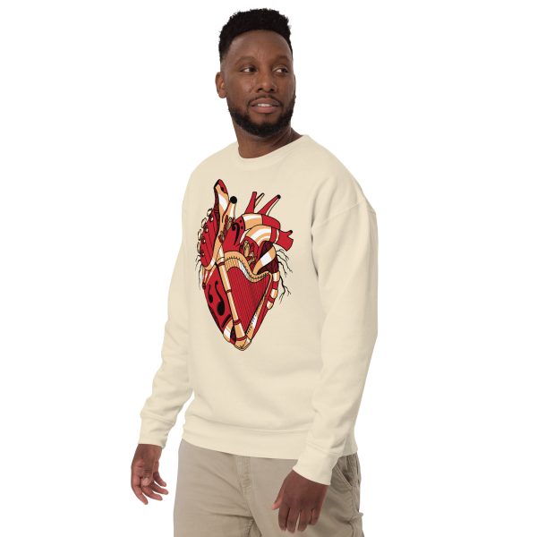 Heart Drawing “Musical Heart No.2” Red and Cream Heart Sweatshirt - Image 5
