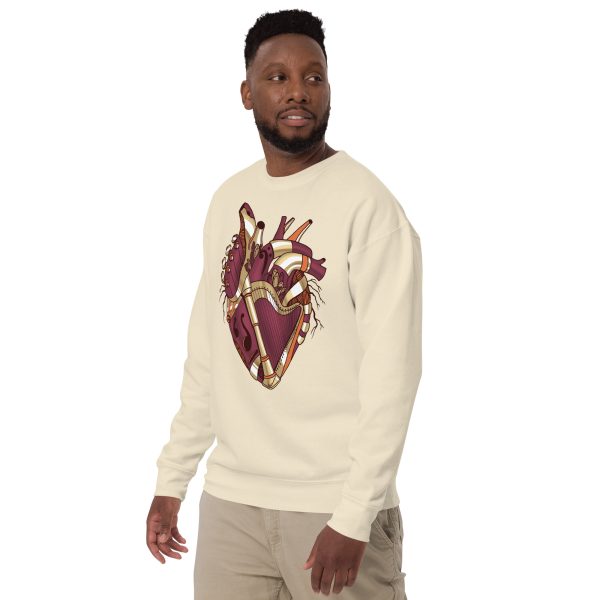 Heart Drawing “Vintage Coffee Musical Heart No. 2” Graphic Heart Sweatshirt - Image 5