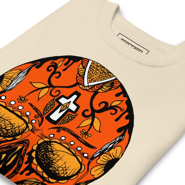 Day of the Dead Skull Sweatshirt | Sugar Skull Black and Orange Sweatshirt - Image 6