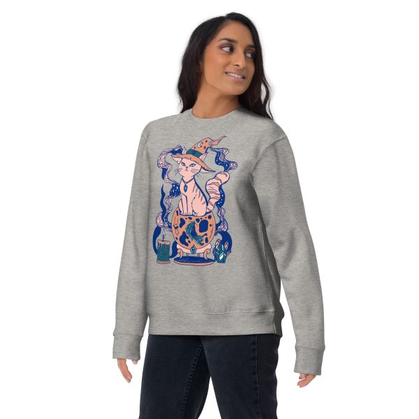 Pink Cat Drawing “Magical Cat of Fortune” Cat Sweatshirt - Image 2