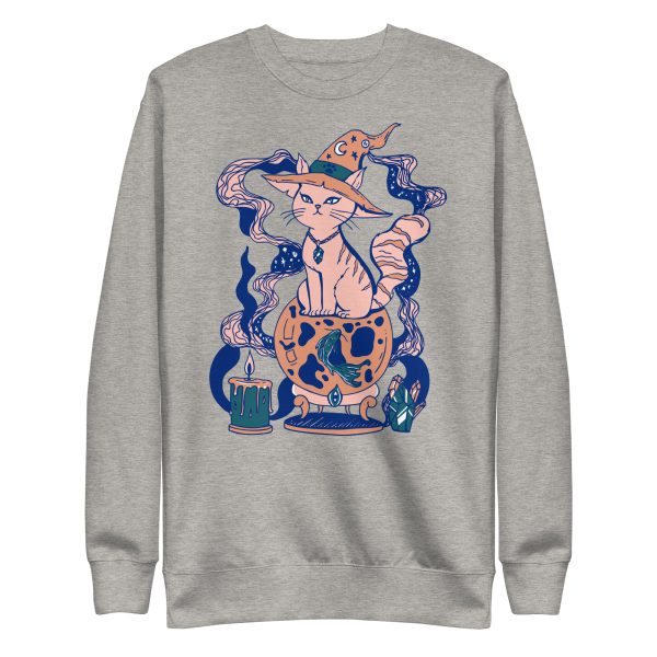 Pink Cat Drawing “Magical Cat of Fortune” Cat Sweatshirt - Image 6