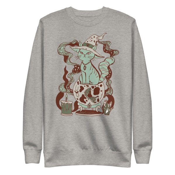 Sage Green Cat Drawing “Magical Cat of Fortune” Cat Sweatshirt - Image 10