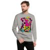 CMYK Pink Cat Drawing “Magical Cat of Fortune” Cat Sweatshirt - Image 4