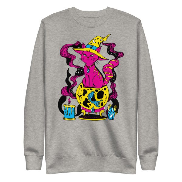 CMYK Pink Cat Drawing “Magical Cat of Fortune” Cat Sweatshirt - Image 10